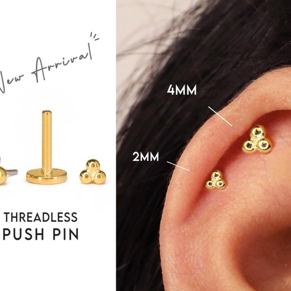 Sterling Silver Threadless Push Pin Earring